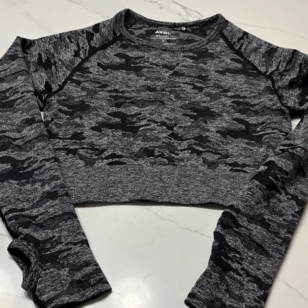 AYBL Charcoal and Black Patterned Crop Top